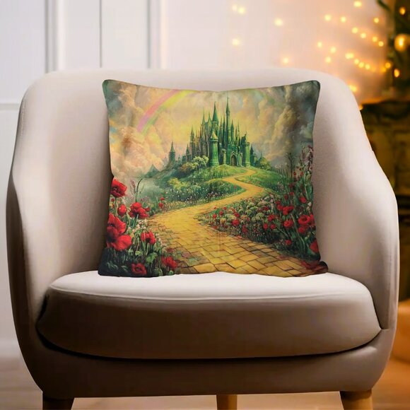 Wicked or Wizard Oz Inspired Emerald City Throw Pillow Cushion Included!!! 18x18 - Picture 3 of 7